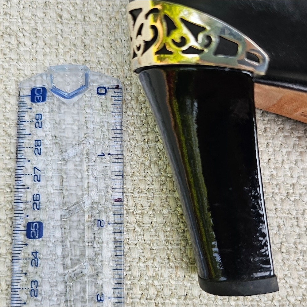 Brighton Black Leather Heeled Shoes with Lace Detail Silver Embellished 7.5 Med - Picture 6 of 11
